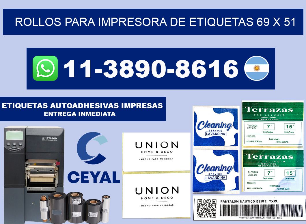 rollos para impresora de etiquetas 69 x 51