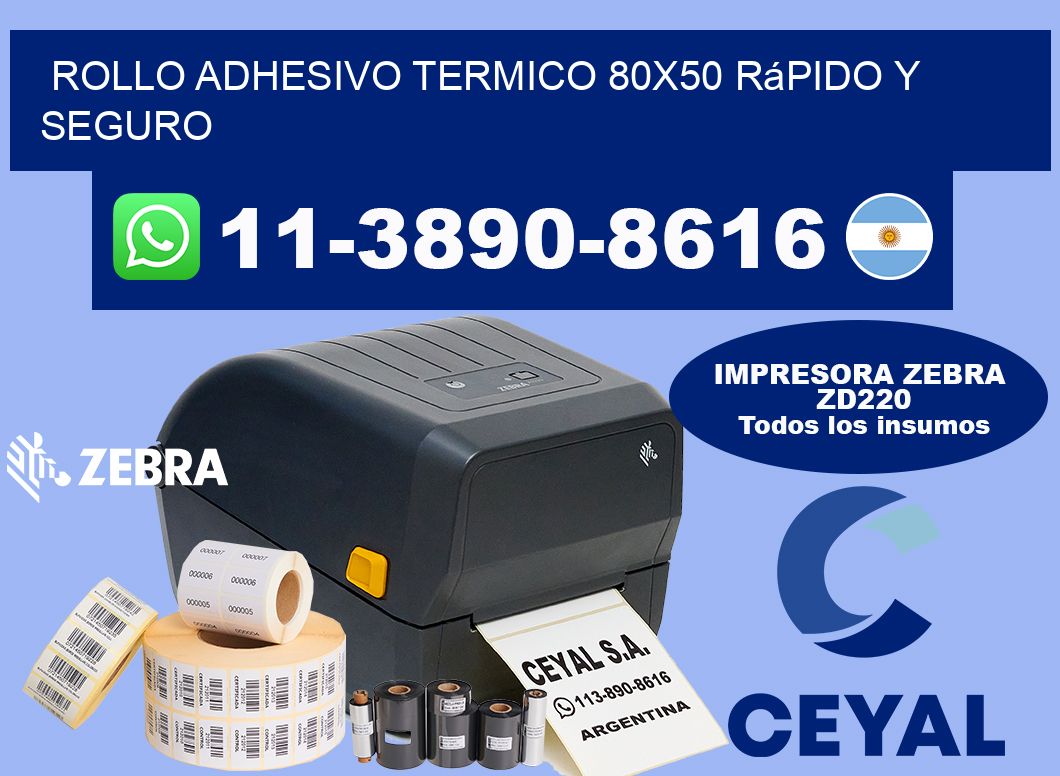 ROLLO ADHESIVO TERMICO 80x50 rápido y seguro