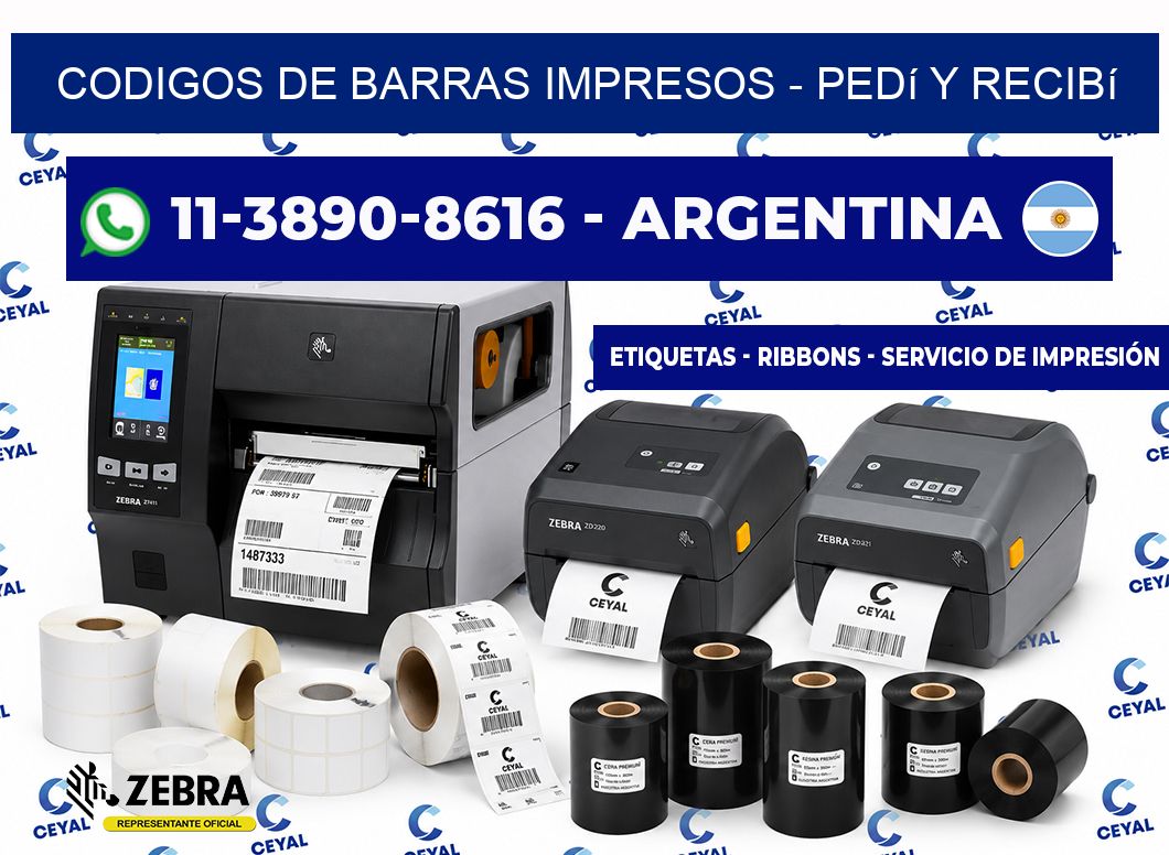 CODIGOS DE BARRAS IMPRESOS - Pedí y recibí