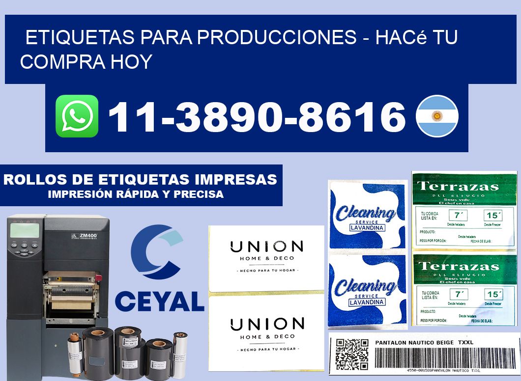 ETIQUETAS PARA PRODUCCIONES - Hacé tu compra hoy