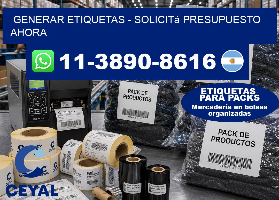 GENERAR ETIQUETAS - Solicitá presupuesto ahora