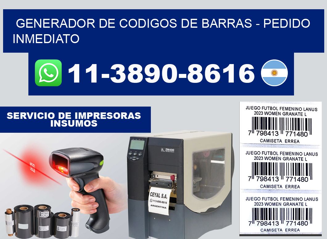 generador de codigos de barras - Pedido inmediato