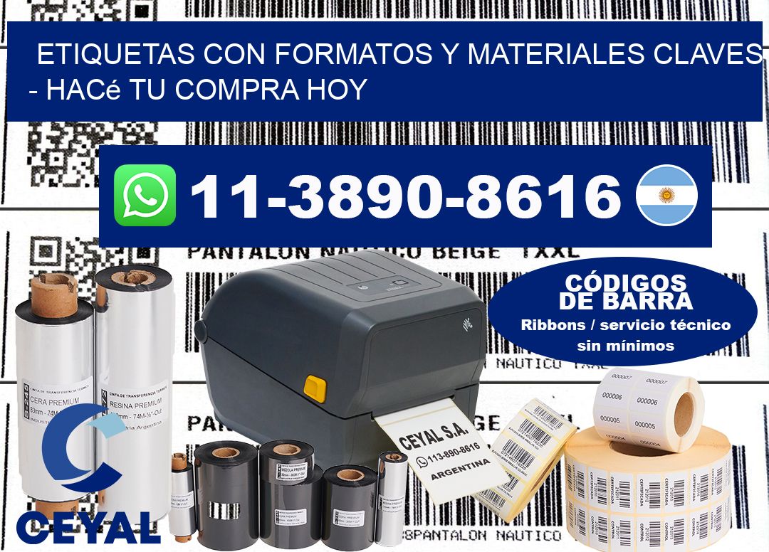 ETIQUETAS CON FORMATOS Y MATERIALES CLAVES - Hacé tu compra hoy