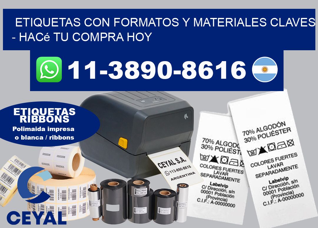 ETIQUETAS CON FORMATOS Y MATERIALES CLAVES - Hacé tu compra hoy