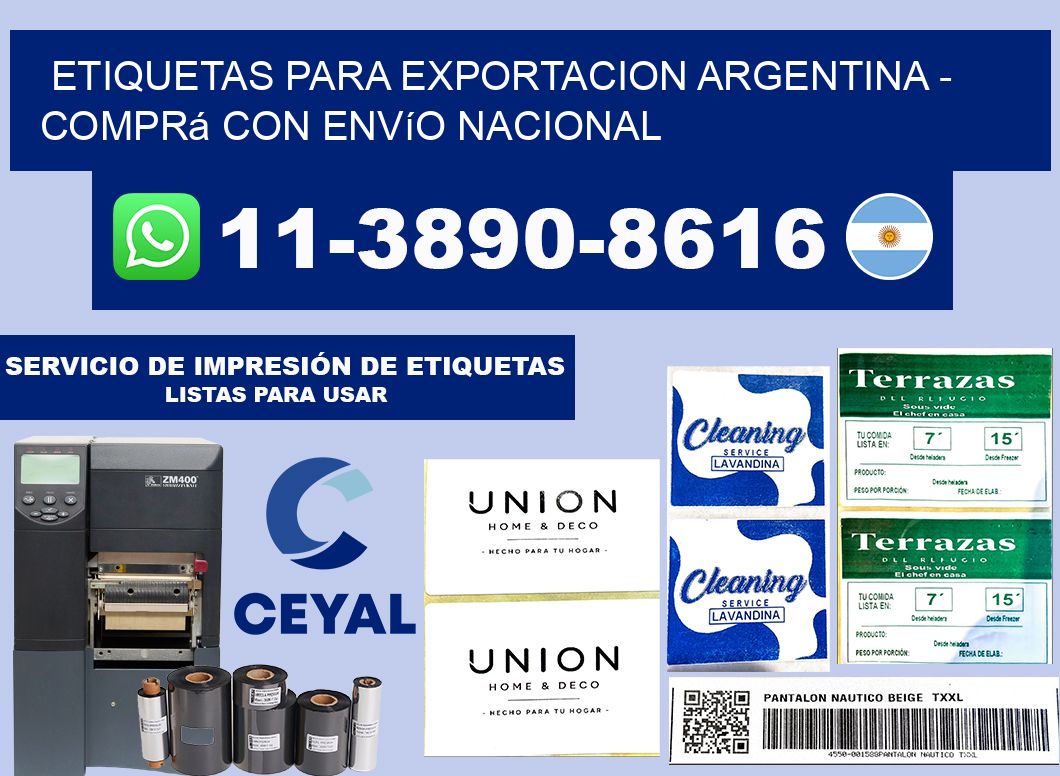 ETIQUETAS PARA EXPORTACION ARGENTINA - Comprá con envío nacional
