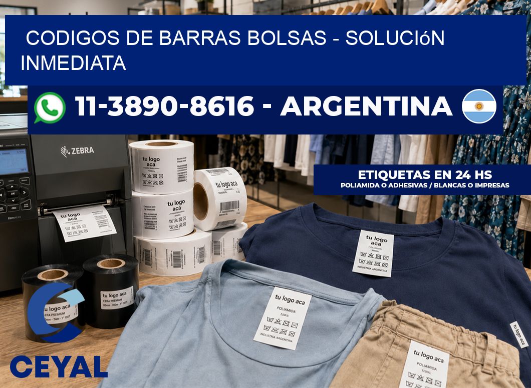 codigos de barras bolsas - Solución inmediata