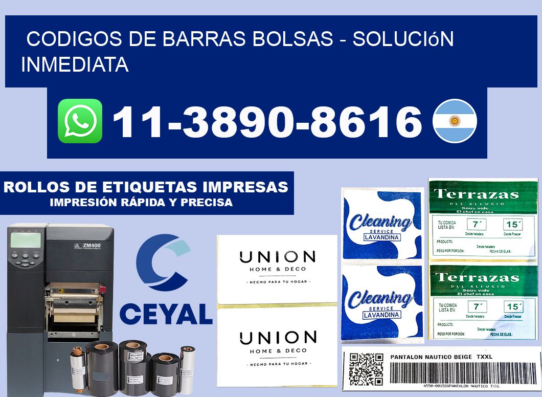 codigos de barras bolsas - Solución inmediata